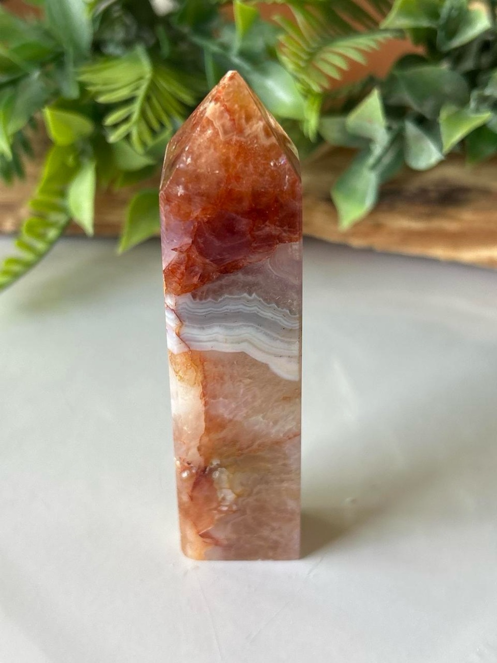 💎 Polished Banded Carnelian Agate 3.75” H